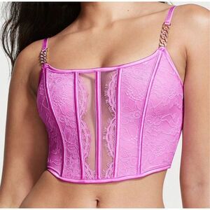 Victoria’s Secret VERY SEXY Chain Strap Lace Bustier Corset Bra Top Lingerie XS